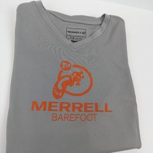 Merrell Barefoot grey orange v-neck shirt with Opti-Wick and sun protection